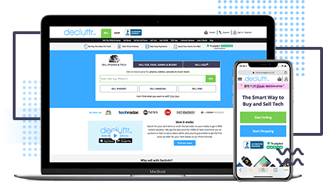 Laptop with Decluttr on it